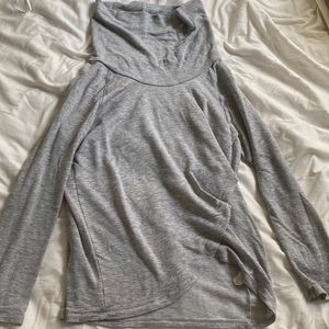 Grey Cowl Neck Long Sleeve Top - Small